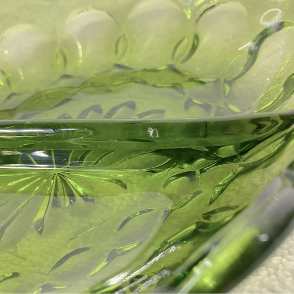 Vintage Indiana Avocado  Green Thumb Print Scalloped Edge Divided Relish Dish - Picture 12 of 14
